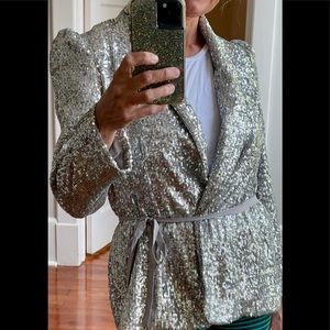 Emerson Fry Sequin Jacket Gun Metal Size Medium